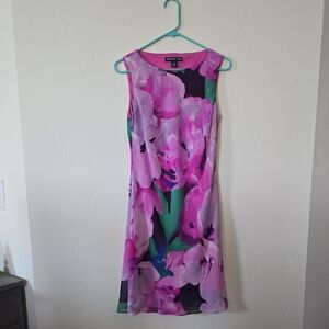 American Living Pink and Purple Floral Midi Dress